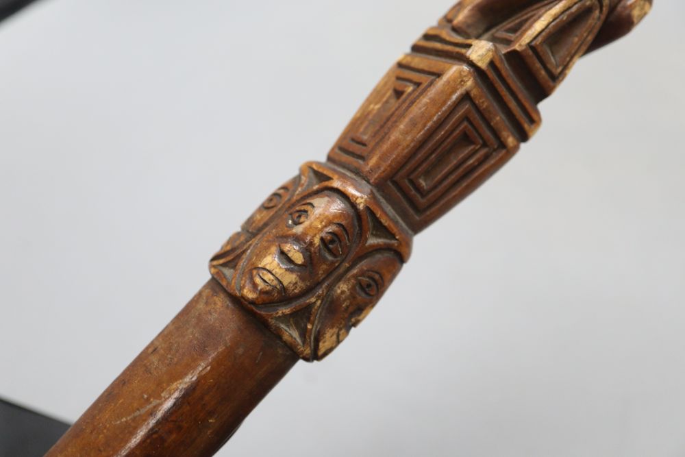 A carved fertility stick, c.1840, length 79cm